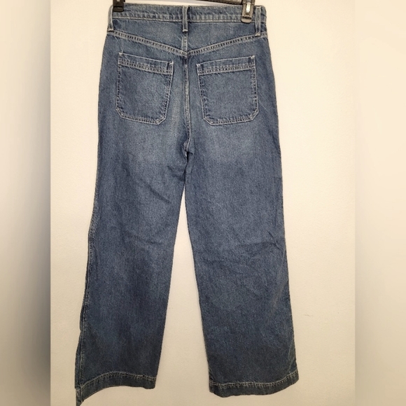 NWT Lauren Ralph Lauren Highrise Wideleg Blue Baggie Jeans Rope Drawstring Sz 6 - Picture 4 of 13